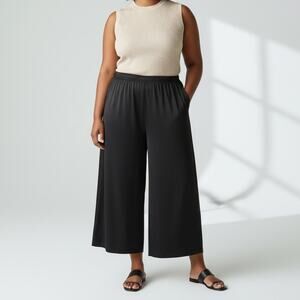 Chico's Knit Kit Palazzo Pants NWT Women's Sz 3P (US XLP) Black Crop Wide Leg